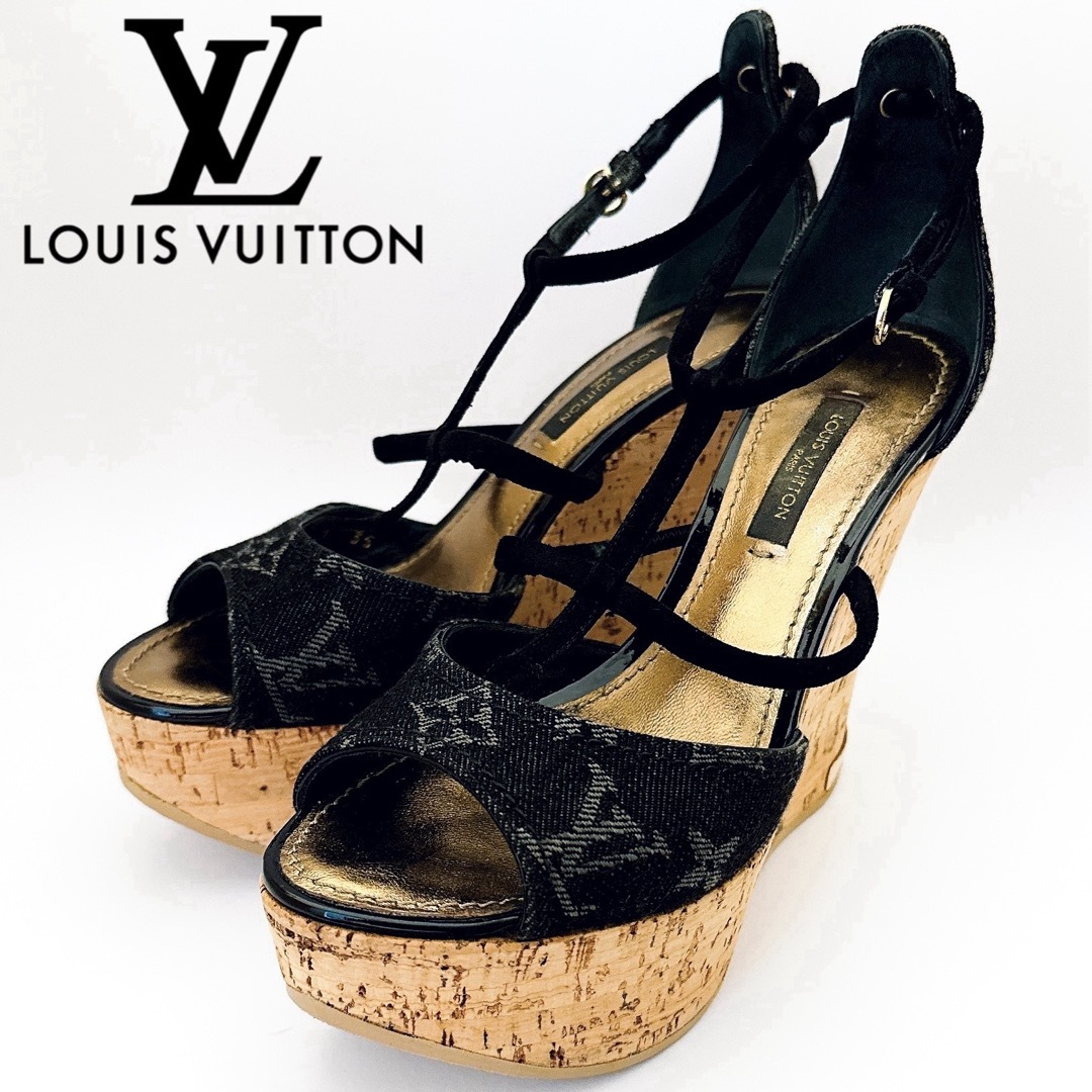 【2025年】高評価レビューアイテム特集 LOUIS ウェッジソール モノグラム ルイヴィトン - VUITTON 靴