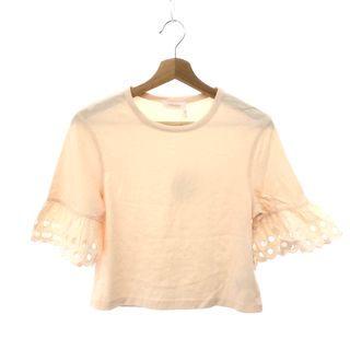 未使用品 SEE BY CHLOE シーバイクロエ  カットソー Sサイズ  ピンク コットン レディース フリル　240001091767(その他)