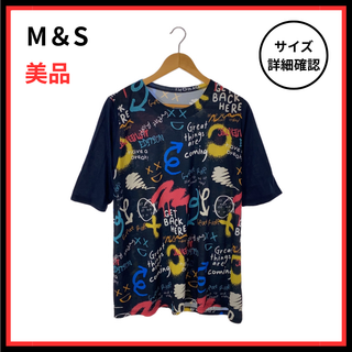 エムアンドエス(M＆S)の【美品】M＆S  トップス チュニック 半袖 レディース ブラック プリント(チュニック)