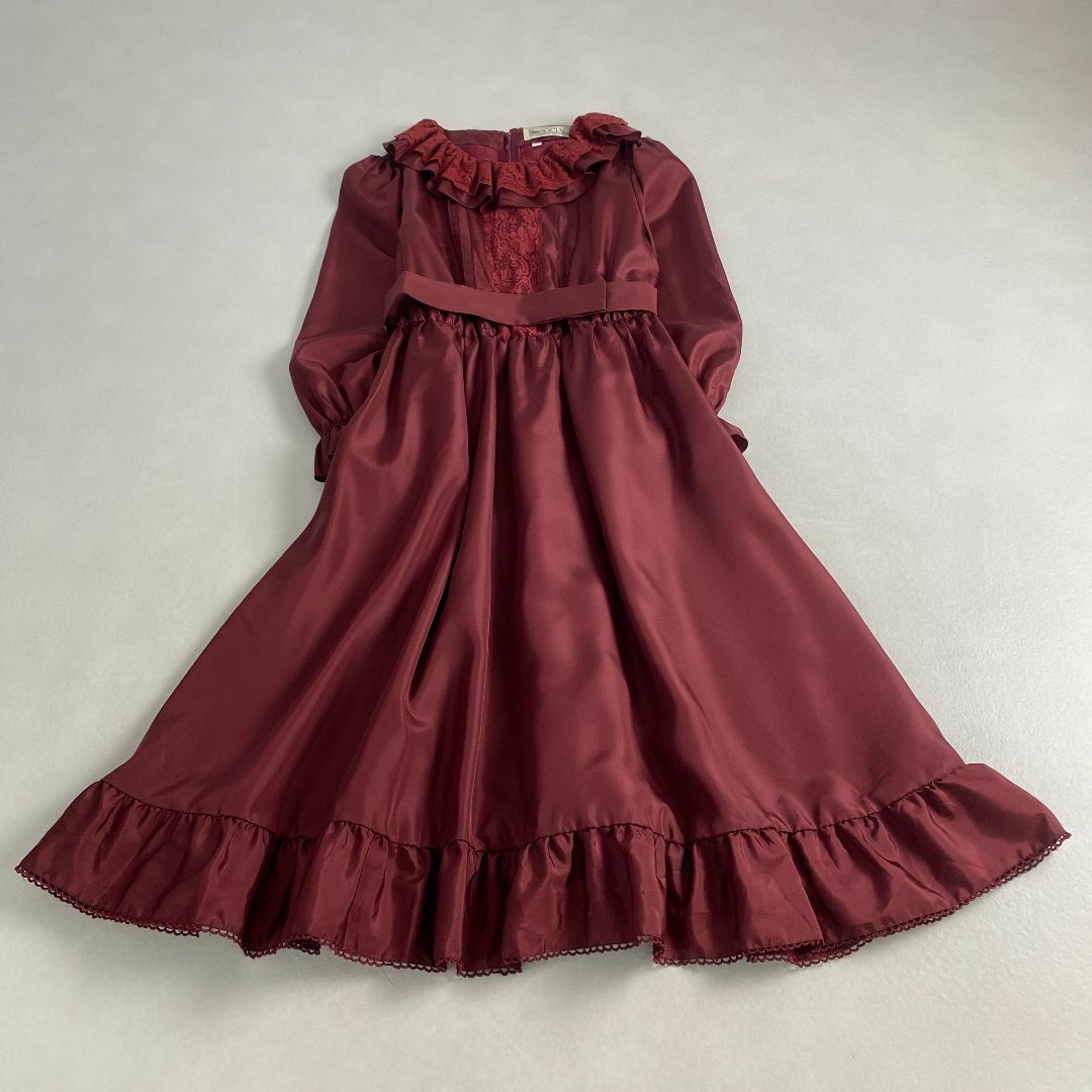 送料無料 日本 VINTAGE レース ロング 赤 フリル ワンピース ヴィンテージ - ワンピース