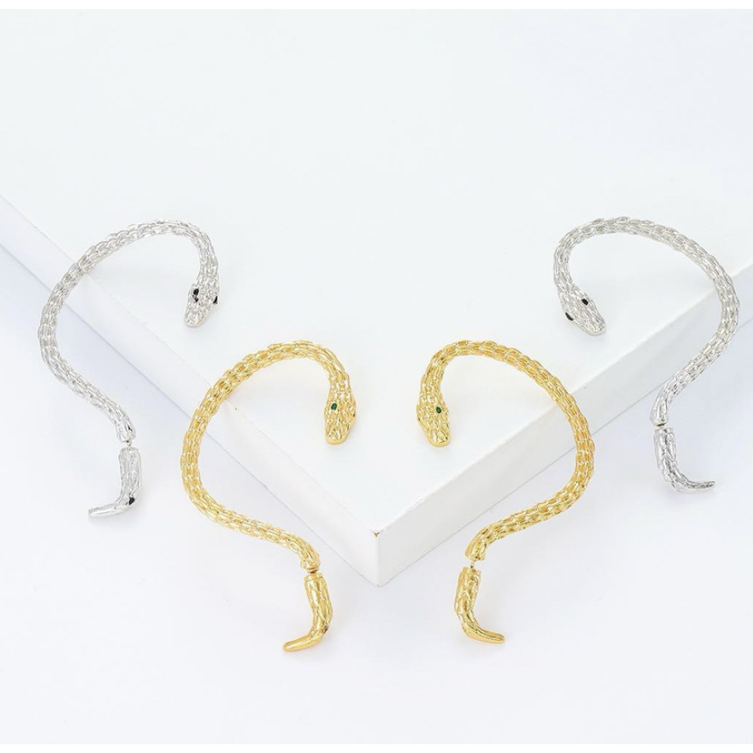 【新品未使用品】ピアス　イヤーカフ　左耳用　スネーク　シルバー　蛇　銀 レディースのアクセサリー(ピアス)の商品写真