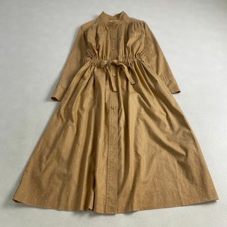 ヴィンテージ(VINTAGE)のヴィンテージ　ワンピース　オレンジ ロング リボン レトロ かわいい 長袖(ロングワンピース/マキシワンピース)