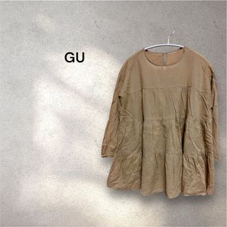 GU - GU ジーユー＊ティアード　フレアー　シアー　ブラウス　ベージュ　S