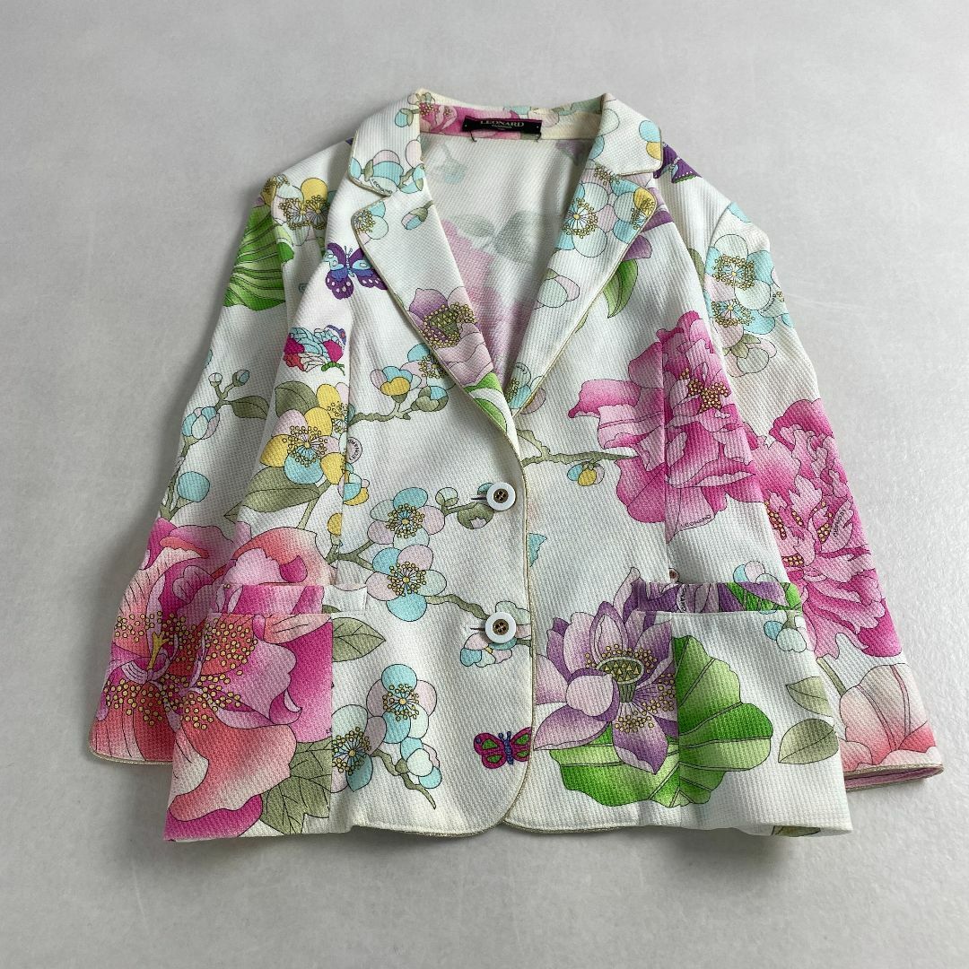 美品】LEONARD レオナール ジャケット アウター 花柄 トグル