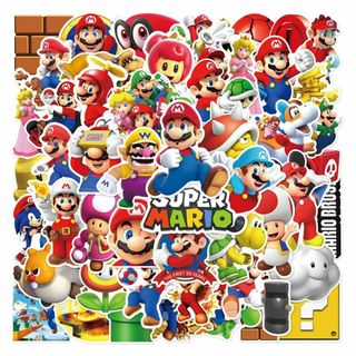 【特価セール】マリオ ステッカー50枚入り キャラクター ステッカー 可愛い 装(その他)