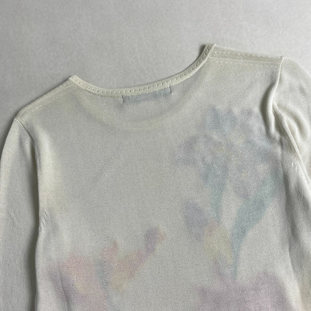 美USED レオナール 半袖 サマーニット カットソー 刺繍 花柄
