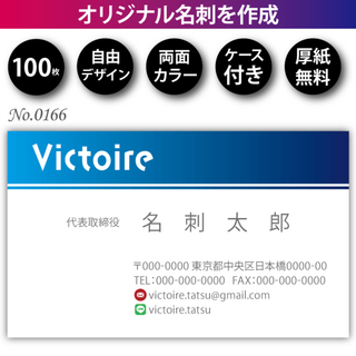 名刺作成 名刺印刷 100枚 両面 フルカラー 紙ケース付 No.0166