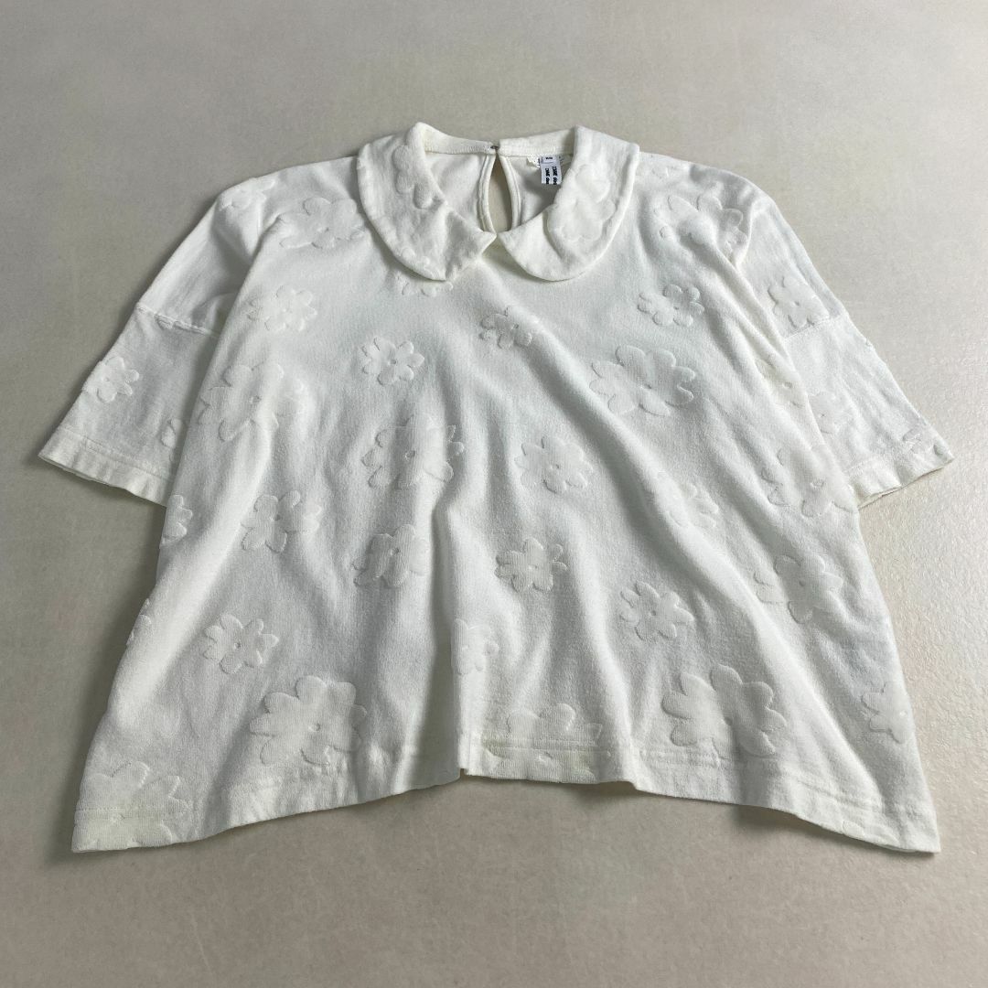 コムデギャルソンコムデギャルソン　ニット　半袖　丸襟　立体　花柄　オフホワイト COMME des GARCONS COMME des GARCONS - コムデギャルソン