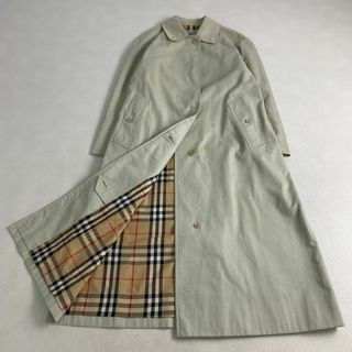 バーバリー　ステンカラーコート　ノバチェック　白タグ　ロング丈