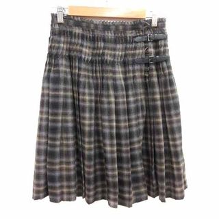 ニジュウサンク(23区)の23区 オンワード樫山 プリーツスカート ひざ丈 チェック カシミヤ混 36 S(ひざ丈スカート)