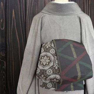 *着物反物*　大島幾何学と大島華文　大人の兵児帯　半幅帯　長尺　ハンドメイド(帯)