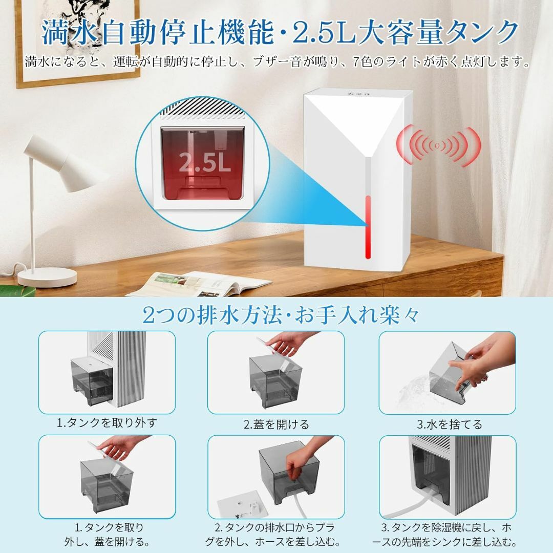 除湿機 小型 除湿器【2025新型ダブルペルチェ式・大容量2.5L