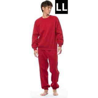 スウェット 上下 メンズ レディース 裏起毛 あったか 大きいサイズ LL 赤(ノーカラージャケット)