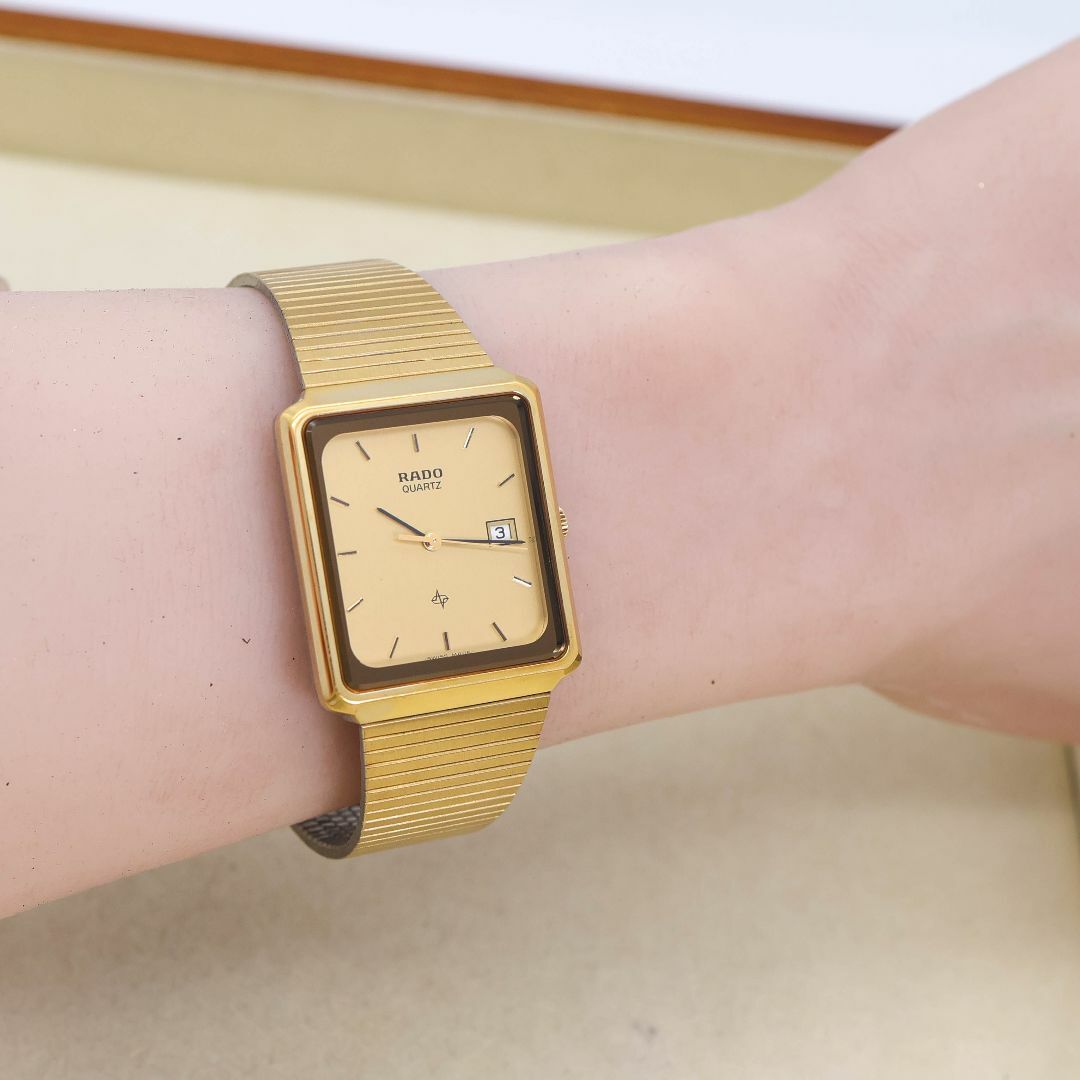 稼働 RADO 腕時計 スクエア アンティーク デイト レディース