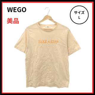 WEGO Tシャツ ラウンドネック 大きいサイズ ベージュ 英字プリント柄 L