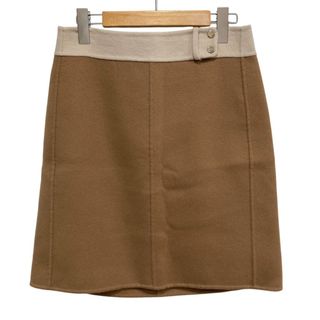 'S Max Mara - 美品 S MAX MARA エスマックスマーラ ウールアンゴラ ひざ丈 リバースカート サイズ36 ブラウン ベージュ バイカラー レディース 古着 中古 USED