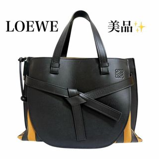 ロエベ(LOEWE)の美品◆ロエベ ゲートトップハンドル ハンドバッグ レザー ブラック ベージュ(ハンドバッグ)