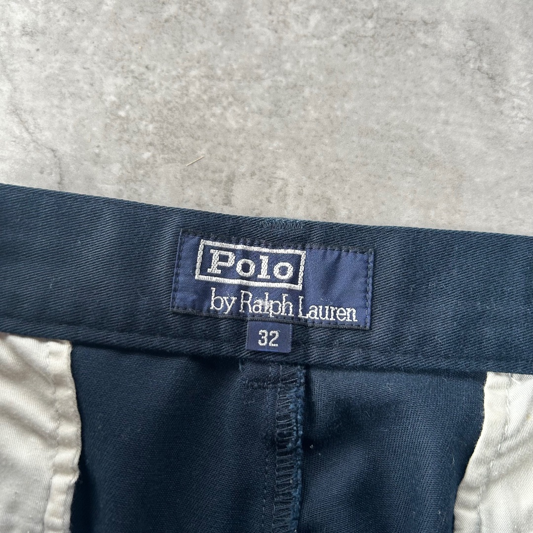 ラルフローレン メキシコ製90s ツータックチノパンツ 紺 36×32