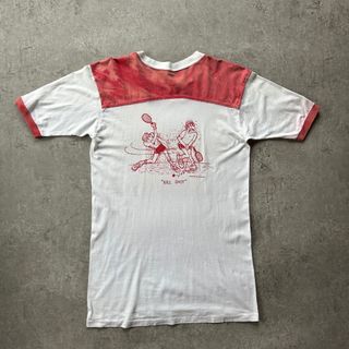 ヴィンテージ(VINTAGE)の70s フットボールtシャツ USA製 ホワイト×ピンク ジョーク(Tシャツ/カットソー(半袖/袖なし))