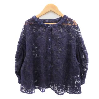 フーズフーチコ(who's who Chico)のフーズフーチコ シャツ ブラウス 七分袖 バンドカラー シースルー レース F(その他)