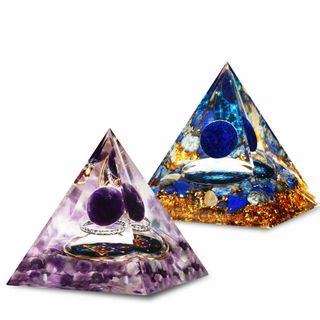 ピラミッド　紫水晶　青水晶　治療石セット　ヨガ　瞑想　水晶石　エネルギー発生器(各種パーツ)