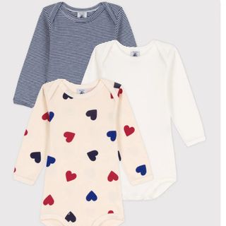 プチバトー(PETIT BATEAU)のプチバトー 長袖ボディ3枚セット(ロンパース)