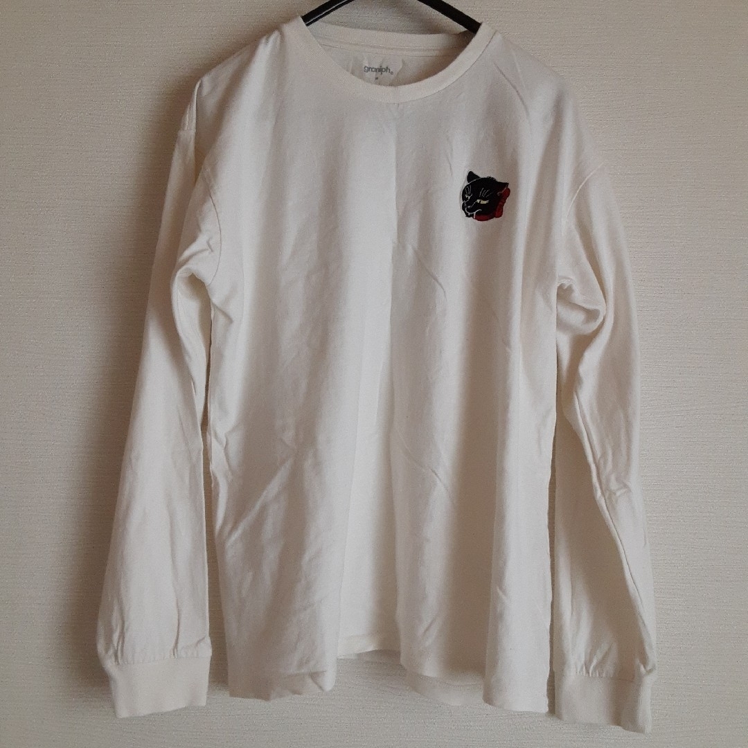 Design Tshirts Store graniph(デザインティーシャツストアグラニフ)のグラニフ 石黒亜矢子 コラボ 長袖カットソー Mサイズ 鮎包囲絵図 妖怪 猫 メンズのトップス(Tシャツ/カットソー(半袖/袖なし))の商品写真