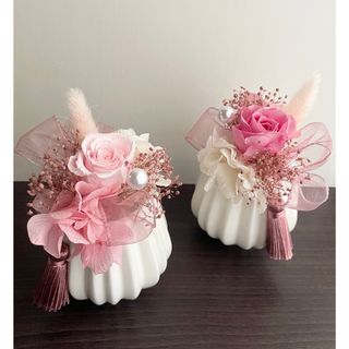 まよねいず様専用 ＊プリザーブドフラワー ピンク ミニブーケ 丸花器&タッセル付(プリザーブドフラワー)