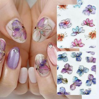 Chisafly ネイルシール 花 ネイルステッカー アジサイ 紫陽花 箔押し (ネイルケア)