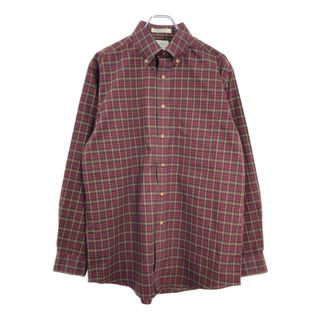 エルエルビーン(L.L.Bean)のL.L.Bean エルエルビーン ボタンダウン 長袖シャツ アウトドア チェック レッド(メンズ M)中古 古着 U5711(シャツ)