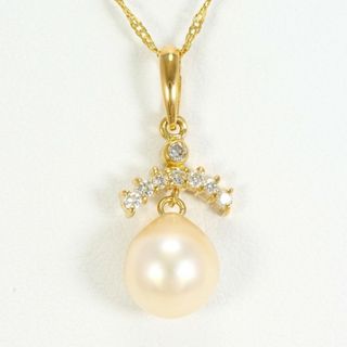 K18 18金 YG イエローゴールド ネックレス パール(真珠) ダイヤ 総重量約1.8g 約43cm ジュエリー 中古 送料無料 新品同様 【中古】【あす楽】 ギフトラッピング無料(ネックレス)