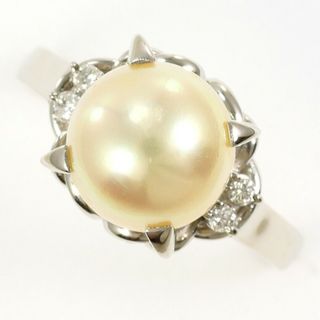 PT900 プラチナ リング 指輪 12号 パール(真珠) 約9mm ダイヤ 0.06 総重量約5.6g ジュエリー 中古 送料無料 新品同様 【中古】【あす楽】 ギフトラッピング無料(リング(指輪))