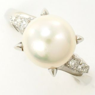 PT900 プラチナ リング 指輪 13号 パール(真珠) 約9.5mm ダイヤ 0.12 総重量約7.6g ジュエリー 中古 送料無料 新品同様 【中古】【あす楽】 ギフトラッピング無料(リング(指輪))