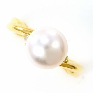 K18 18金 YG イエローゴールド リング 指輪 8号 パール(真珠) 約8mm ダイヤ 0.03 総重量約3.3g ジュエリー 中古 送料無料 新品同様 【中古】【あす楽】 ギフトラッピング無料(リング(指輪))