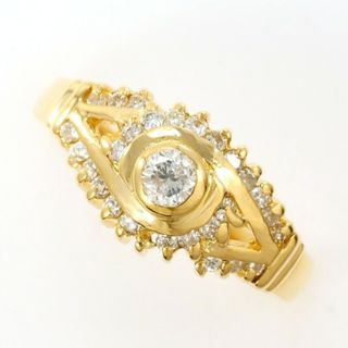 K18 18金 YG イエローゴールド リング 指輪 9号 ダイヤ 0.3 総重量約2.8g ジュエリー 中古 送料無料 新品同様 【中古】【あす楽】 ギフトラッピング無料(リング(指輪))