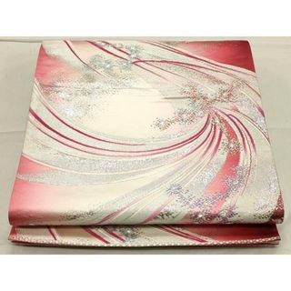 平和屋着物◎両面　全通柄袋帯　流水花文　金糸　正絹　逸品　CAAS4677ft