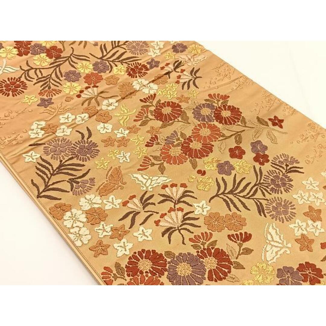平和屋着物◎六通柄袋帯　唐織　能花譜　金糸　正絹　逸品　BAAT3455ui レディースの水着/浴衣(帯)の商品写真