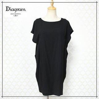 グレースコンチネンタル(GRACE CONTINENTAL)の美品　ダイアグラム　ワンピース　36　S　黒　ブラック(ひざ丈ワンピース)