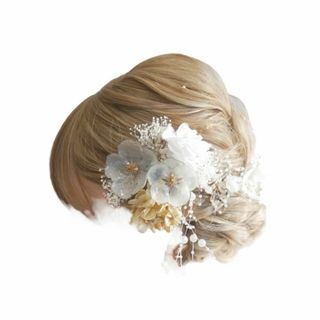 [Lomeri] ロメリ ゴールド カチューシャ ドライフラワーの髪飾り 成人式(その他)