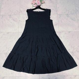 フォクシー(FOXEY)の美品　デイジーリン　さらさらミルフィーユ　ドレス　40　黒(ひざ丈ワンピース)