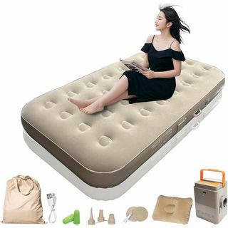 エアーベッド キャンプ 電動ポンプ内蔵 シングル 4000mAh大容量 シングル(シングルベッド)