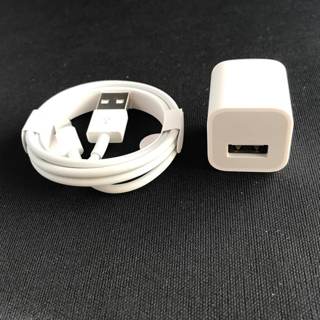 Apple(アップル)のLightningケーブルとUSB電源アダプター スマホ/家電/カメラのスマートフォン/携帯電話(その他)の商品写真