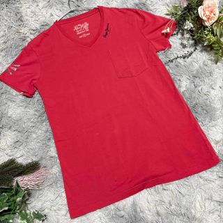 【Pepe Jeans】 レッド Vネック Tシャツ M