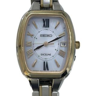セイコー(SEIKO)のSEIKO(セイコー) 腕時計 EXCELINE(エクセリーヌ) 1B32-0AB0 レディース 電波 ホワイトシェル×白(腕時計)