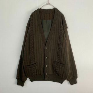 カーディガン　柄 緑 メンズ M L相当(カーディガン)