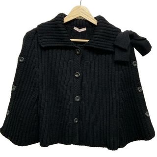 レッドヴァレンティノ(RED VALENTINO)のRED VALENTINO(レッドバレンチノ) ポンチョ レディース - 黒 ニット/リボン/春/秋(ポンチョ)