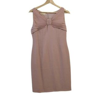 バレンティノ(VALENTINO)のVALENTINO(バレンチノ) ワンピース サイズ6 M レディース - ピンクベージュ Vネック/ノースリーブ/ひざ丈/プリーツ/リボン(その他)