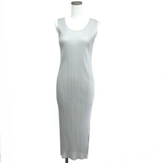 プリーツプリーズイッセイミヤケ(PLEATS PLEASE ISSEY MIYAKE)のPLEATS PLEASE プリーツプリーズ ノースリーブ ワンピース サイズ:2 PP86-JH616 グレー  レディース 　240001146944(その他)