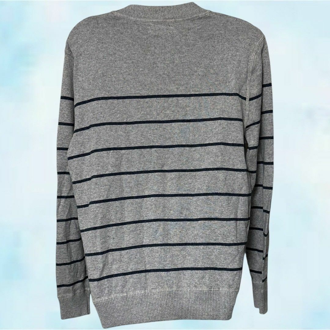 GAP　ギャップ　カーディガン　グレー　メンズ　ボーダー　長袖　Vネック メンズのトップス(カーディガン)の商品写真