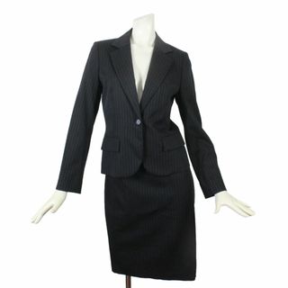 アンタイトル(UNTITLED)の27【美品】アンタイトル スカートスーツ 2 ブラック 黒 ストライプ M 面接(スーツ)